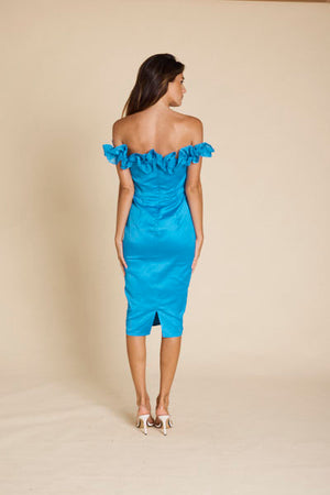 RD233008 Isabelle Off Shoulder Dress Blue